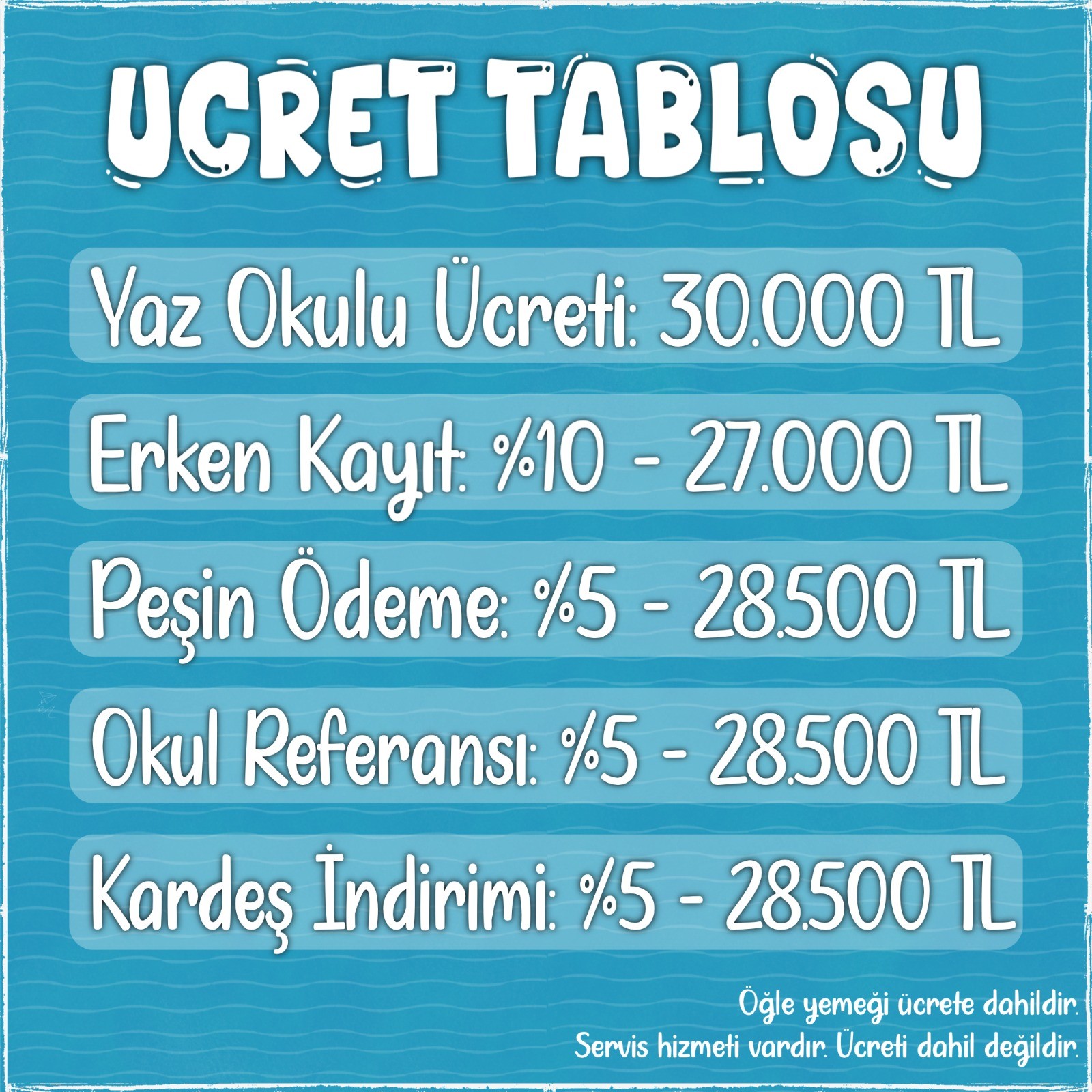 Ücret tablosu
